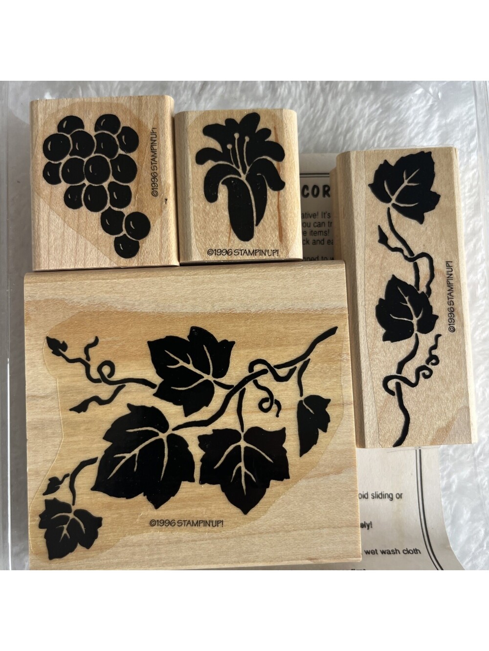 VINTAGE BOTANICAL STAMPS! 1996 Stampin Up Vine & Berry Wood Stamps Set of 4